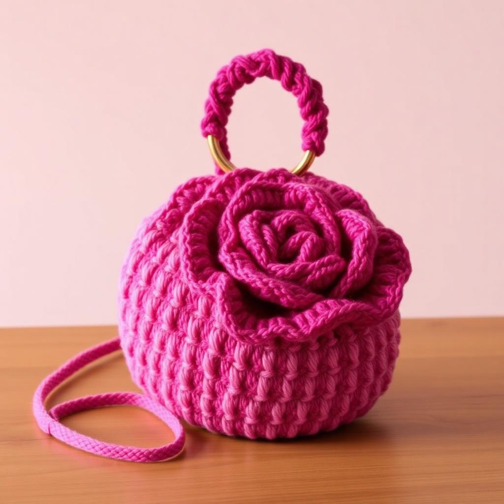 Handmade crochet rose bag