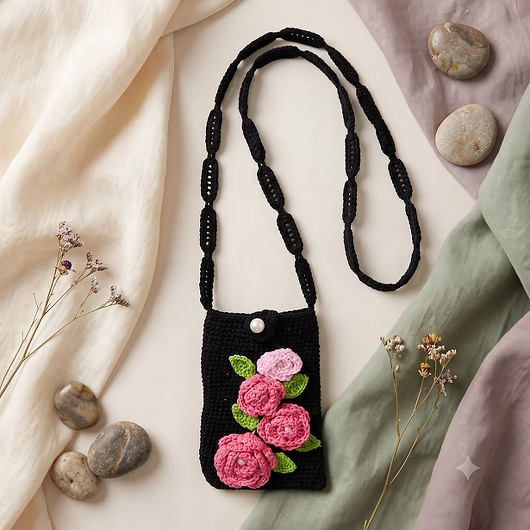 Black With Rose Flower