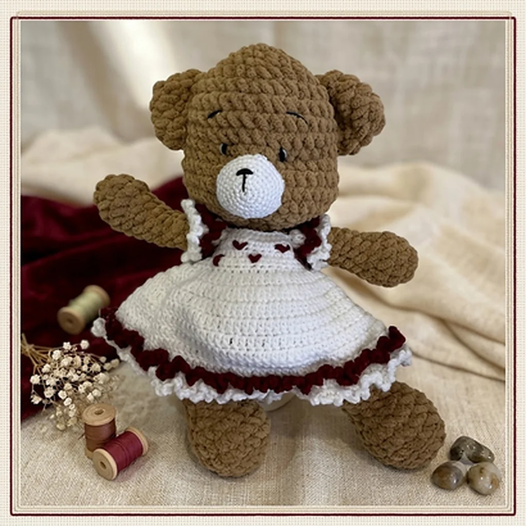 Brown Teddy Girl White
