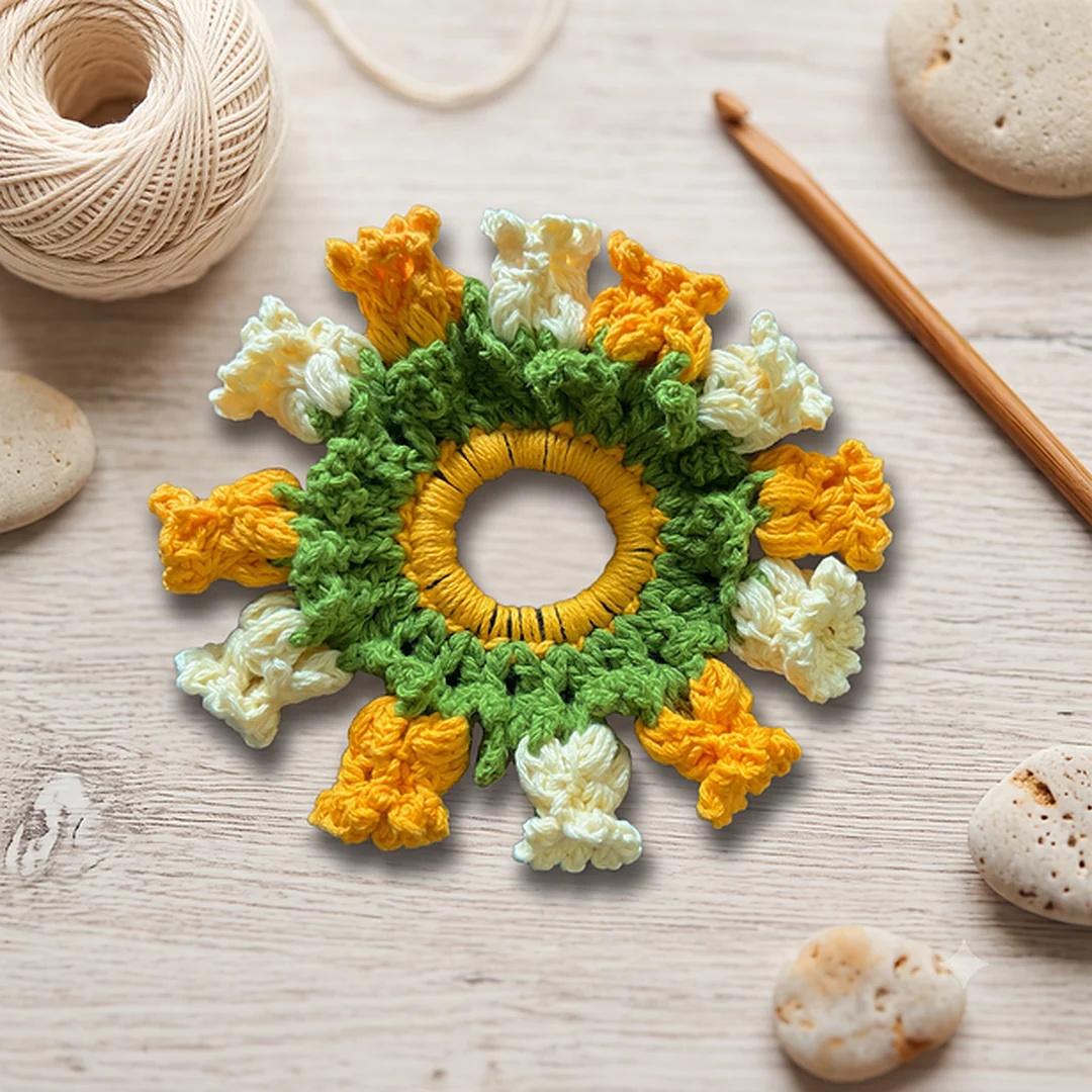 Yellow Tulip Flower Scrunchie